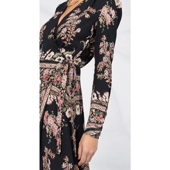 Etro Floral Paisley Print Wraparound Midi Dress Size 6 - Picture 7 of 14